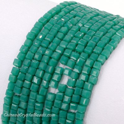 2x2mm cube crytsal beads, opaque emerald, 180pcs
