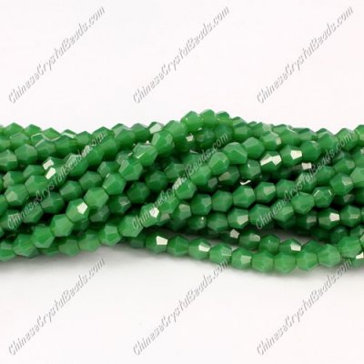 Chinese Crystal 4mm Bicone Bead Strand, Opaque emerald , about 100 beads