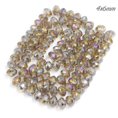 4x6mm Chinese Crystal Rondelle Beads Strand gray AB about 95Pcs