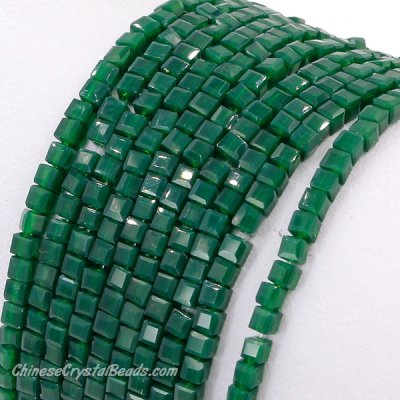 2x2mm cube crytsal beads, opaque dark green, 180pcs