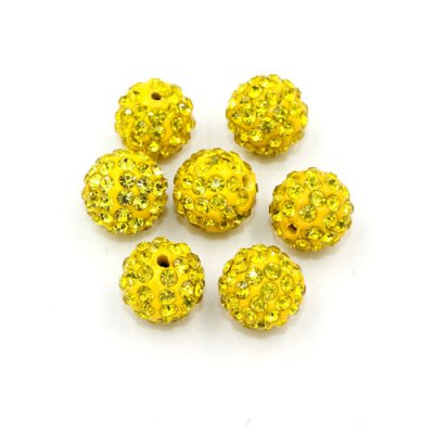 50pcs, 12mm Pave beads, hole: 1.5mm, clay disco beads, yellow