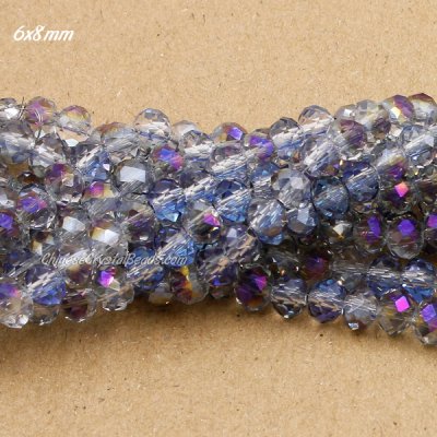 6x8mm half purple light rondelle crystal beads about 72 beads