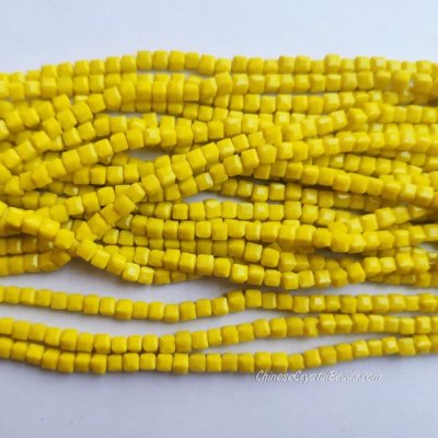 4mm Cube Crystal beads about 95Pcs, opaque yellow