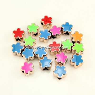 CCB, flower beads, hole: 5mm, 8x13x13mm, mixture color, sold per pkg of 20 pcs