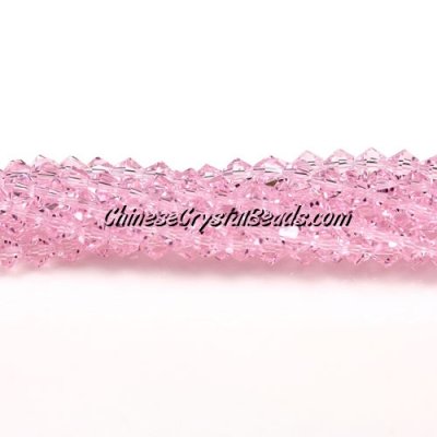 Chinese Crystal Bicone bead strand, 6mm, Pink, about 50 beads