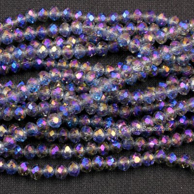 4x6mm Chinese Crystal Rondelle beads, purple and yellow light, about 95 beads