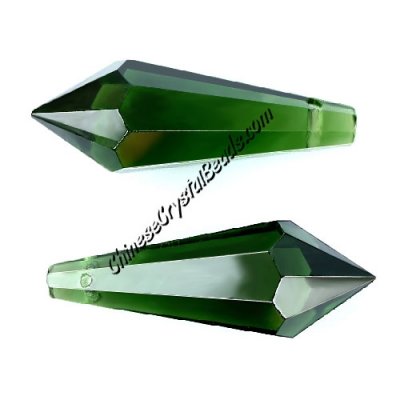 Chinese Crystal Ice Drop Prism Pendant, Green, 38mm, 1pc
