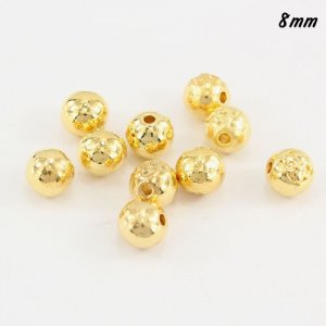Pave end beads, gold plated brass, 8mm, hole:2mm, sold per pkg of 10pcs.