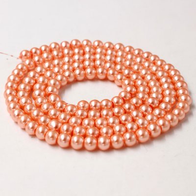 Glass Pearl Beads, Round, rosaline, different size for choice, Hole:Approx 1mm, Length:Approx 32 Inch