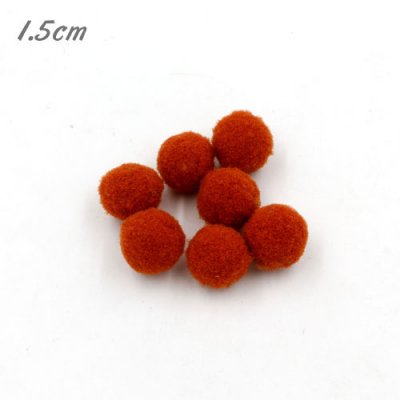 50Pcs 15mm Craft Fluffy Pom Poms Bobble ball, red brown color