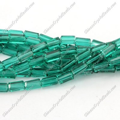 cuboid crystal beads, 4x4x8mm, Emerald, 70pcs per strand