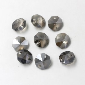 Crystal 14mm Octagon beads, 2 hole, silver shade, 20 beads