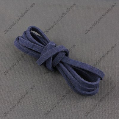 Suede Flat Leather Cord, 3x1.5mm, dark blue, 1 piece=1 meter