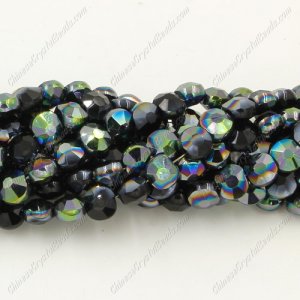 5x6mm Bread crystal beads long strand, black green light, about 100pcs per strand