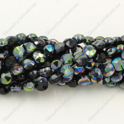 5x6mm Bread crystal beads long strand, black green light, about 100pcs per strand