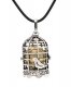 Birdcage Harmony Ball Pendant Women Necklace with 30 inchChain For Pregnant Women, antique silver plated brass, 1pc