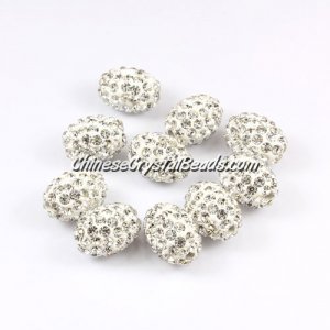 Oval Pave Beads, 9x13mm, Clay, white, sold per 10pcs bag