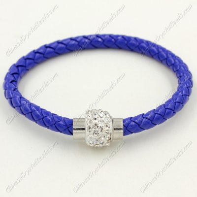 12pcs Weave leather bracelet, Magnetic Clasps, navy blue, wide 7mm, length about 7inch