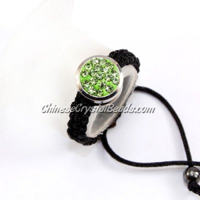 Pave ring, 10mm, button, lime-green, Sold individually.
