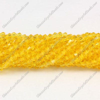 Chinese Crystal 4mm Bicone Bead Strand, golden, about 100 beads