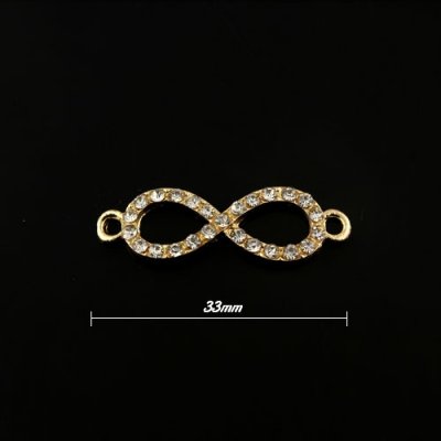 pave Infinity charms, 33x10mm, rose gold plated, 1pcs