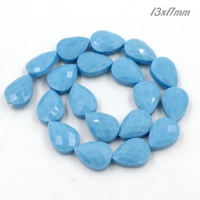 13x17mm drop grid faceted crystal beads, opaque turquoise, 1 Pc