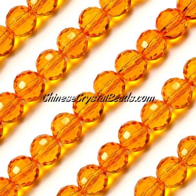 Round crystal beads, 10mm, orange red, 96 cutting surfaces, 20 pieces