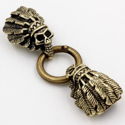 Clasp, Indian Skull End Cap, antiqued silver plated, 82x24mm, Hole:13x6mm, Sold individually.
