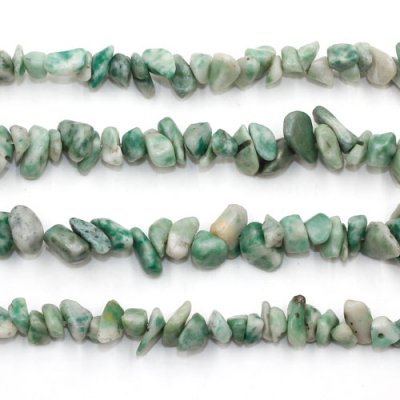 Green Spot Jasper chip, Gemstone Chips, 5mm to 10mm, Hole:1mm, Length:Approx 35 Inch