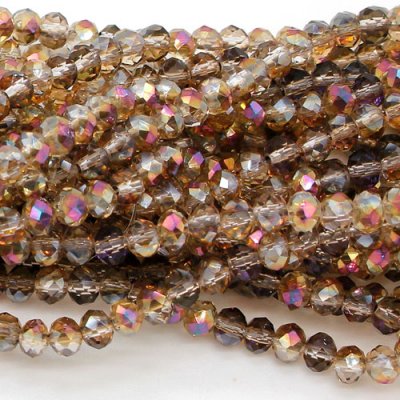 4x6mm Rondelle Crystal beads, amber and purple light, about 95 Pcs