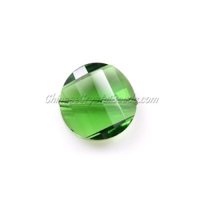 Crystal Twist Bead Strand, 14mm, fern green, 10 beads