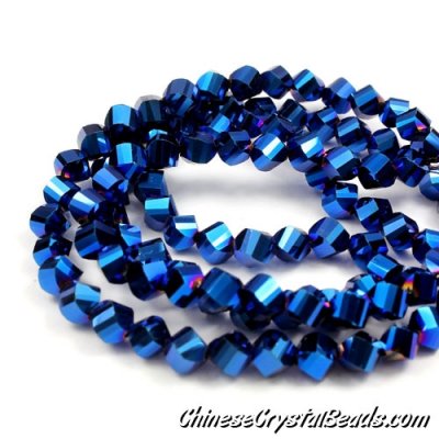 6mm Crystal Helix Beads Strand blue light, about 50 beads