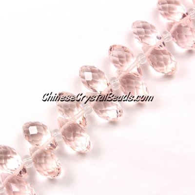 Chinese Crystal Briolette Bead Strand, Rosaline, 6x12mm, 20 beads