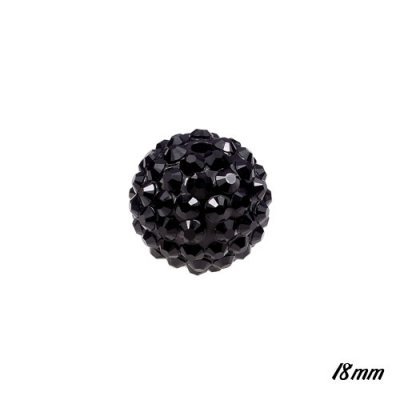 18mm Crystal Disco Ball Acrylic Rhinestone Black 1 bead