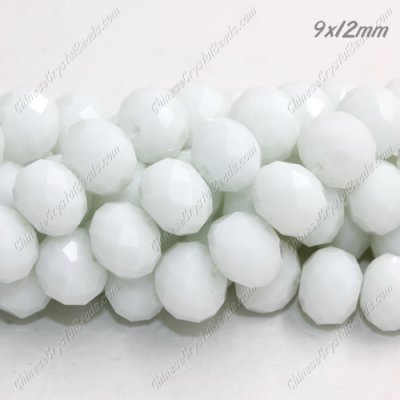 Chinese Crystal Rondelle Strand, Opaque White Linen, 9x12mm, about 36 beads