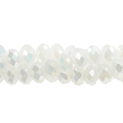 Chinese Crystal Rondelle Bead Strand, White Linen AB, 6x8mm ,about 72 beads