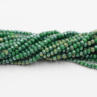 130 beads 3x4mm crystal rondelle beads opaque green B08