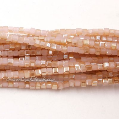 180pcs 2mm Cube Crystal Beads, pink jade and brown light