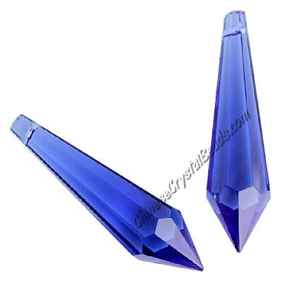 Chinese Crystal Ice Drop Prism Pendant, Blue, about 60mm, 1pc