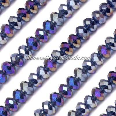 Chinese Crystal Bead Strand, Mexican Blue AB, 6x8mm, about 72 beads