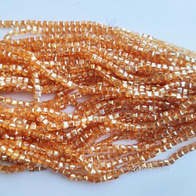 4mm Cube Crystal beads about 95Pcs, golen shadow