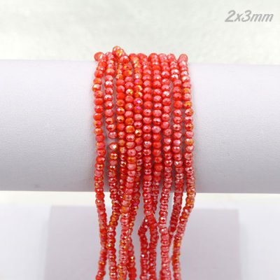 130Pcs 2x3mm Chinese Crystal Rondelle Beads strand, red violet AB