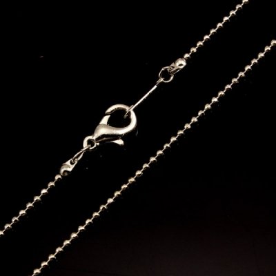 Chain, silver-plated steel, 1mm, 16-inch. Sold individually. #010