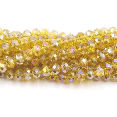 70 pieces 8x10mm Crystal Rondelle Bead,Lt. yellow Amber AB