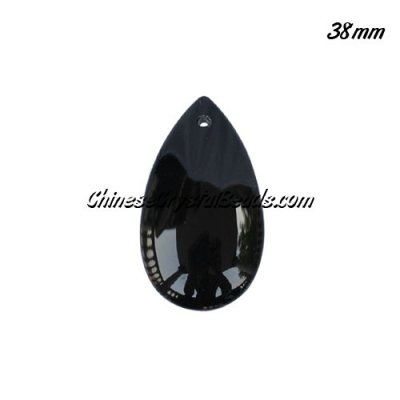 38x22mm Crystal beads Curtain drop Smooth surface pendant, black, hole: 1.5mm