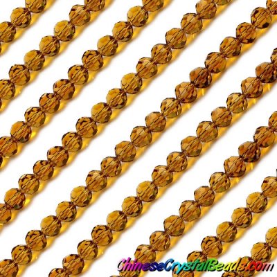 95pcs Chinese Crystal Faceted 6mm Round Beads, Amber