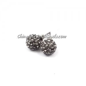 Pave clay disco Earrings, gray 10mm, sold 1 pair