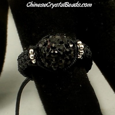 Pave Rings, 10mm Black Clay disco beads, 1 pcs
