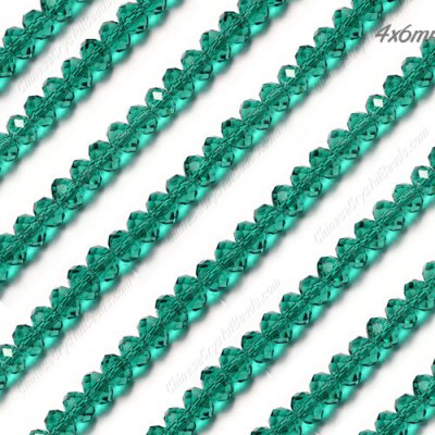 4x6mm Emerald Chinese Crystal Rondelle Beads about 95 beads