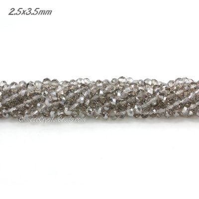 130Pcs 2x3mm Chinese Crystal Rondelle Beads, silver shade